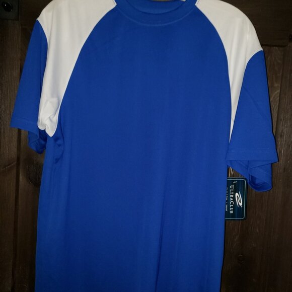 Mens Medium *royal with white* Cool & Dry polyester shirt * leisure or sport - Picture 1 of 4
